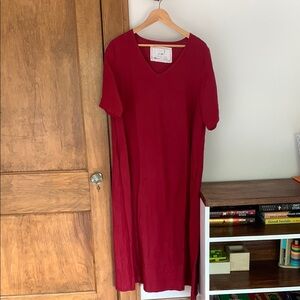 NEW notPERFECTLINEN Chora Midi Dress in Red Wine